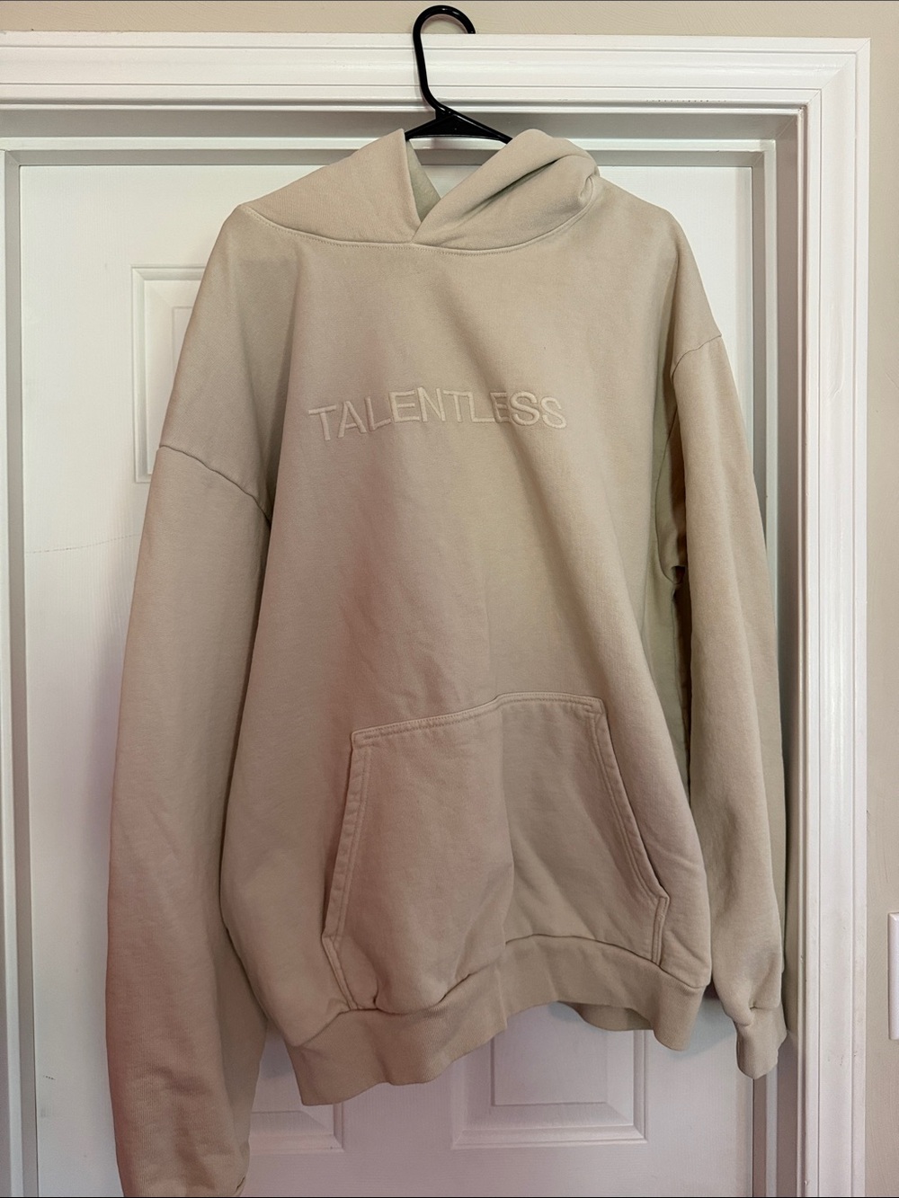 TALENTLESS Beige Embroidered Logo Hoodie